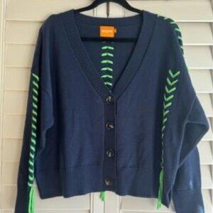 WISPR Navy Cardigan with fun bright green details
